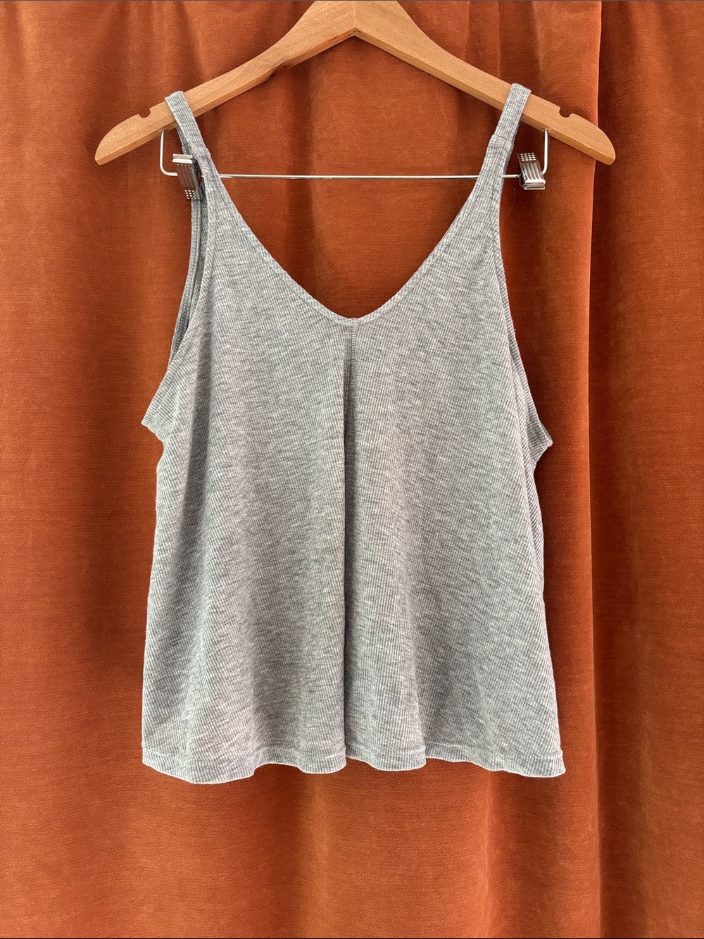 Women's Light Gray Ribbed V-Neck Camisole